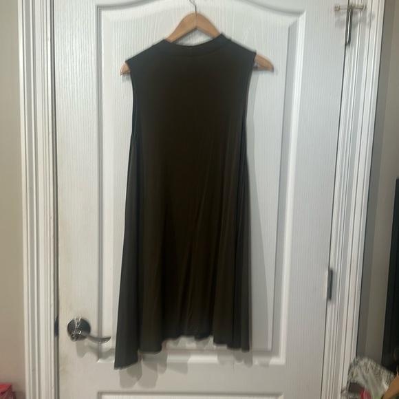 Mittoshop size medium olive green mock turtleneck sleeveless swing dress - Picture 3 of 4
